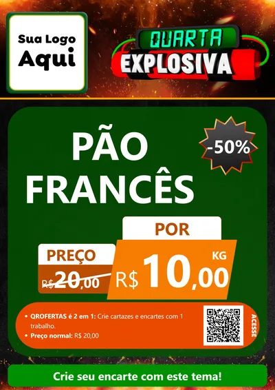 Modelo de Cartaz para Cartaz A4 Vertical com o tema Quarta Explosiva para Padaria