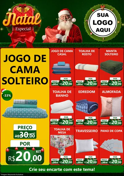 Modelo de Encarte para Encarte A4 Vertical com o tema Natal Especial para Cama, Mesa e Banho