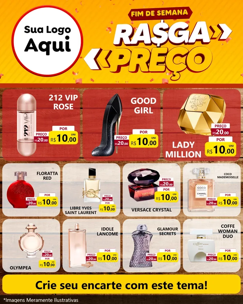 Modelo de Rede Social para Feed Instagram com o tema Fim de Semana Rasga Preços para Perfumes