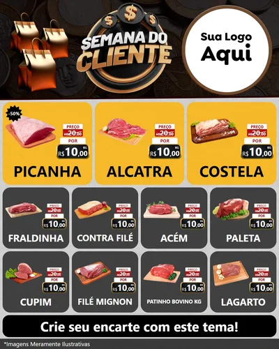 Modelo de Rede Social para Feed Instagram com o tema Semana do Cliente para Açougue