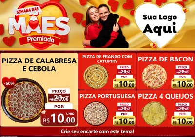 Modelo de Encarte para Encarte A4 Horizontal com o tema Semana das Mães Premiada para Pizzaria