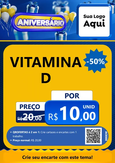 Modelo de Cartaz para Cartaz A4 Vertical com o tema Aniversário para Farmácia