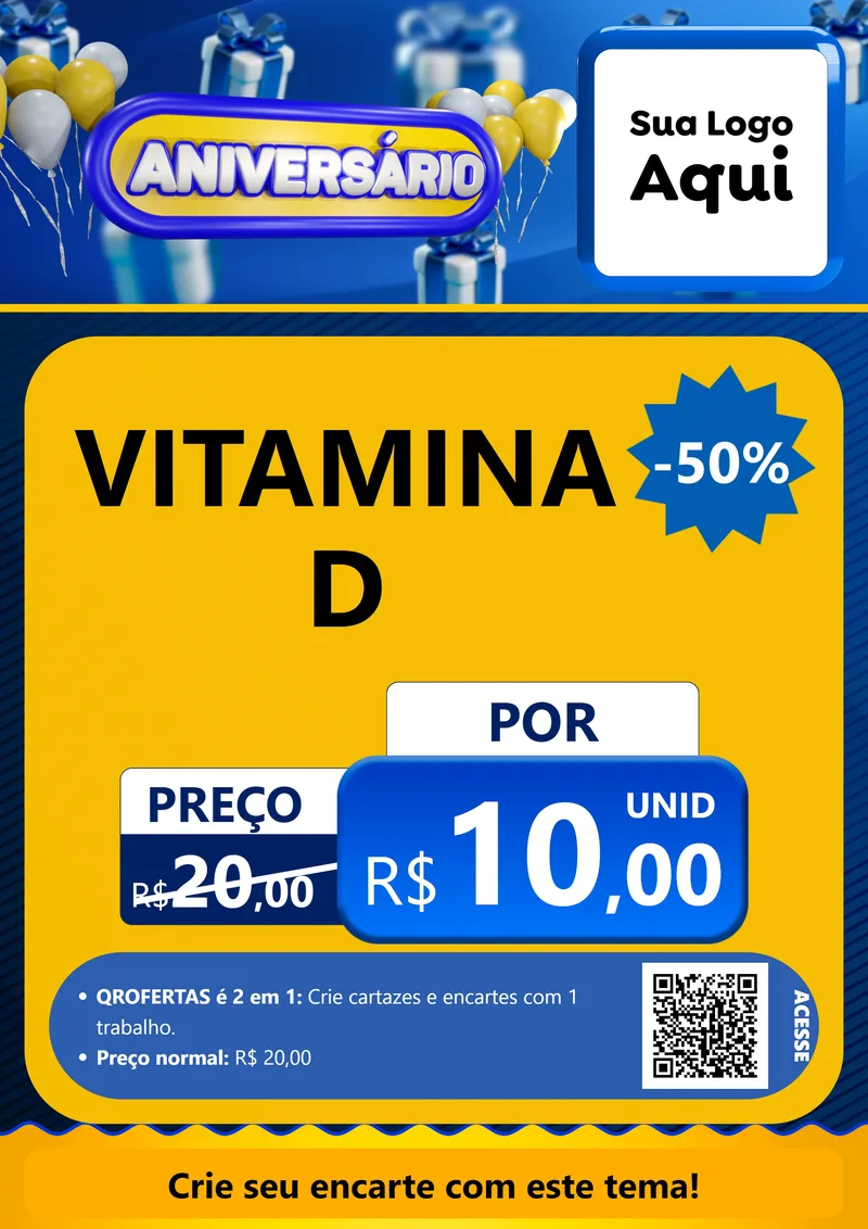 Modelo de Cartaz para Cartaz A4 Vertical com o tema Aniversário para Farmácia