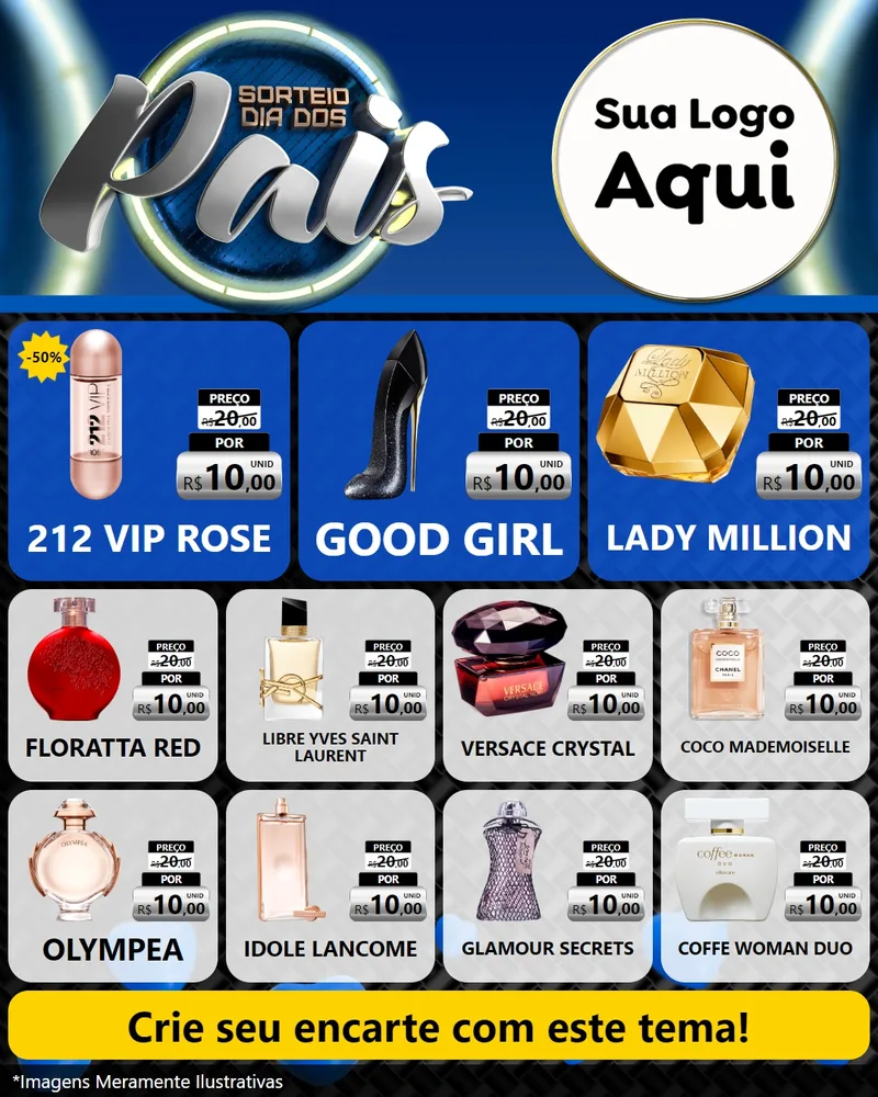 Modelo de Rede Social para Feed Instagram com o tema Sorteio Dia Dos Pais para Perfumes