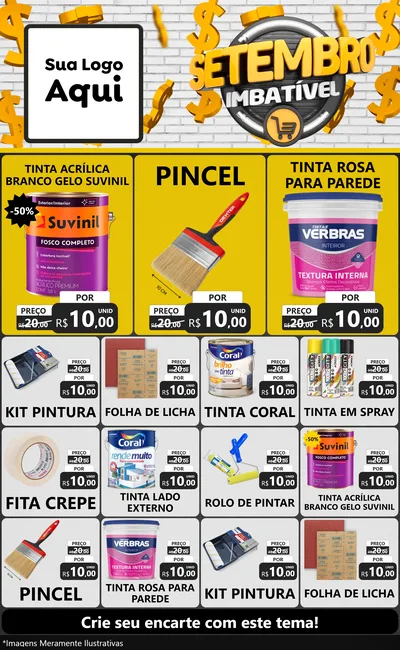 Modelo de Encarte para Encarte Grande com o tema Setembro Imbatível para Tintas e Ferramentas