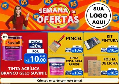 Modelo de Encarte para Encarte A4 Horizontal com o tema Semana de Ofertas para Tintas e Ferramentas