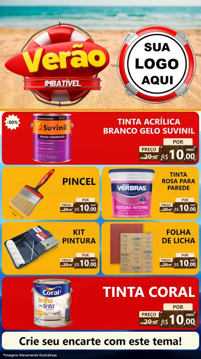 Modelo de TV para TV Vertical com o tema Verão Imbatível para Tintas e Ferramentas