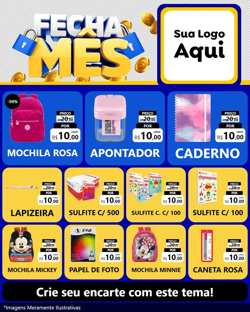 Modelo de Rede Social para Feed Instagram com o tema Fecha Mês para Papelaria