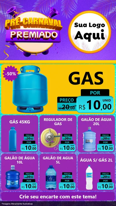 Modelo de Rede Social para Stories com o tema Pré-Carnaval Premiado para Água e gás