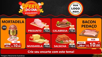 Modelo de TV para TV Horizontal com o tema Oferta do Dia - Só hoje, Aproveite! para Frios e Laticínios