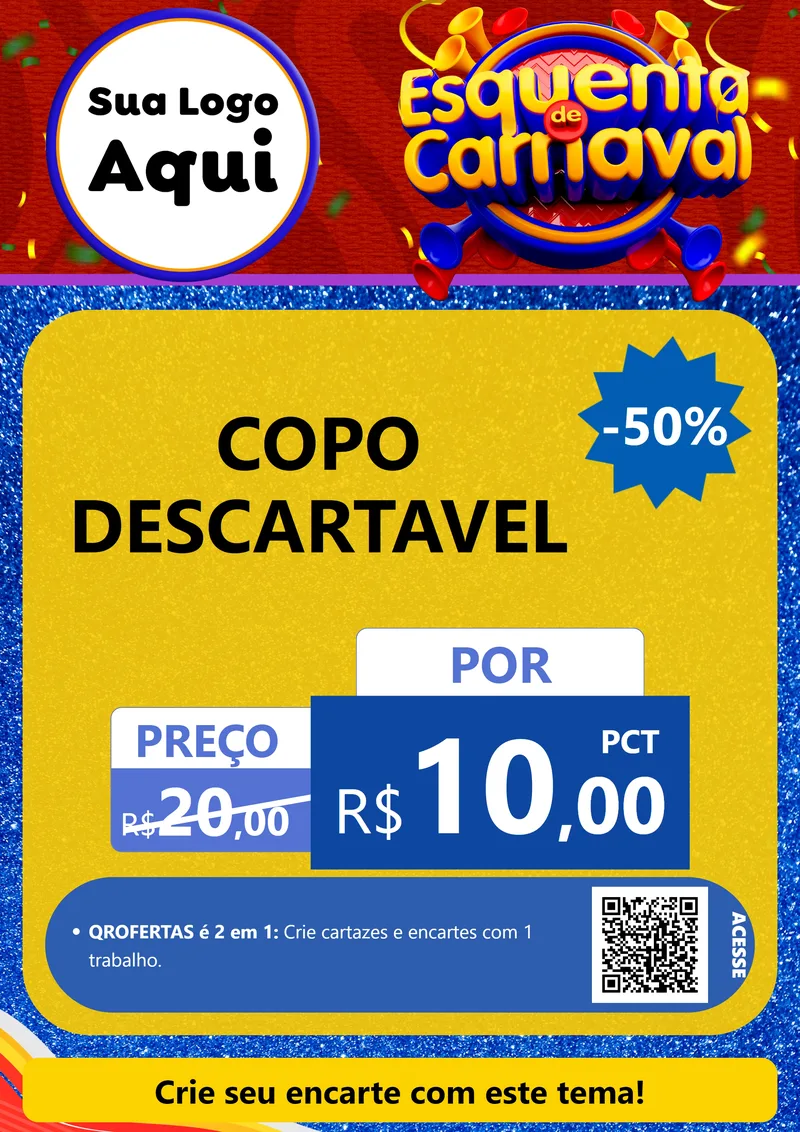 Modelo de Cartaz para Cartaz A4 Vertical com o tema Esquenta de Carnaval para Embalagens