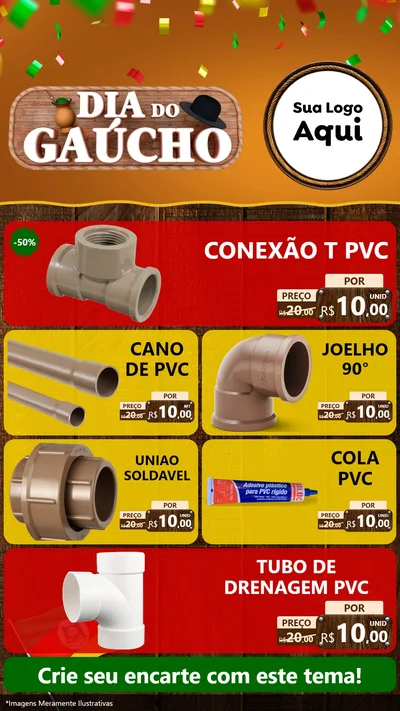 Modelo de TV para TV Vertical com o tema Dia do Gaúcho para Tubos e conexões