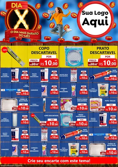 Modelo de Encarte para Encarte A4 Vertical com o tema Dia X - O Dia Mais Barato Do Mês para Embalagens