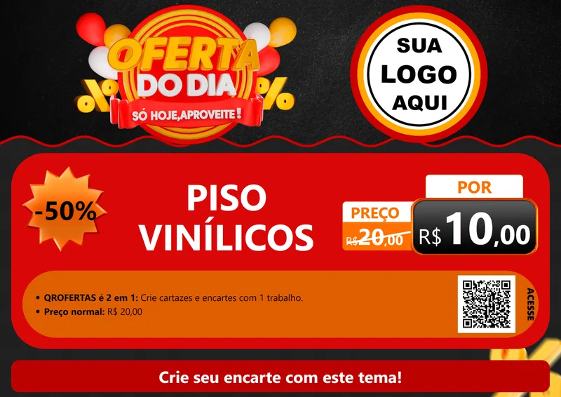 Modelo de Cartaz para Cartaz A4 Horizontal com o tema Oferta do Dia - Só hoje, Aproveite! para Material para Construção