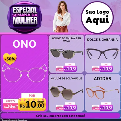 Modelo de Rede Social para Feed Facebook com o tema Especial Semana da Mulher para Óticas