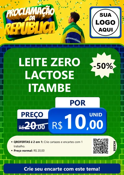 Modelo de Cartaz para Cartaz A4 Vertical com o tema Proclamação da República para Frios e Laticínios