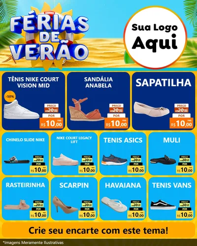 Modelo de Rede Social para Feed Instagram com o tema Férias de Verão para Calçados