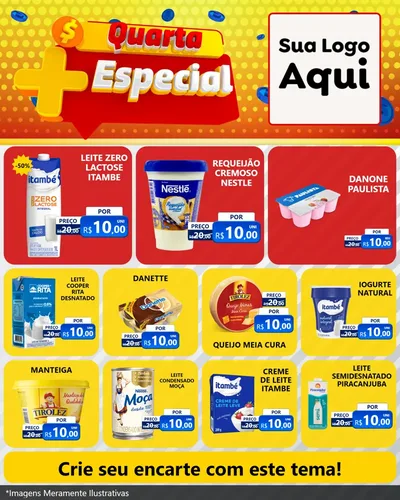 Modelo de Rede Social para Feed Instagram com o tema Quarta Mais Especial para Frios e Laticínios