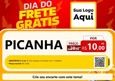 Modelo de Cartaz para Cartaz A4 Horizontal com o tema Dia do Frete Grátis para Açougue