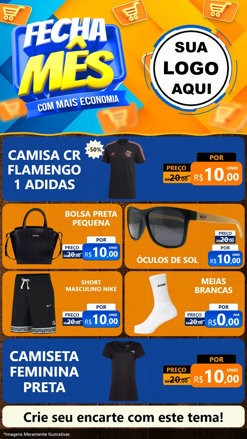 Modelo de TV para TV Vertical com o tema Fecha Mês Com Mais Economia para Roupas e acessórios