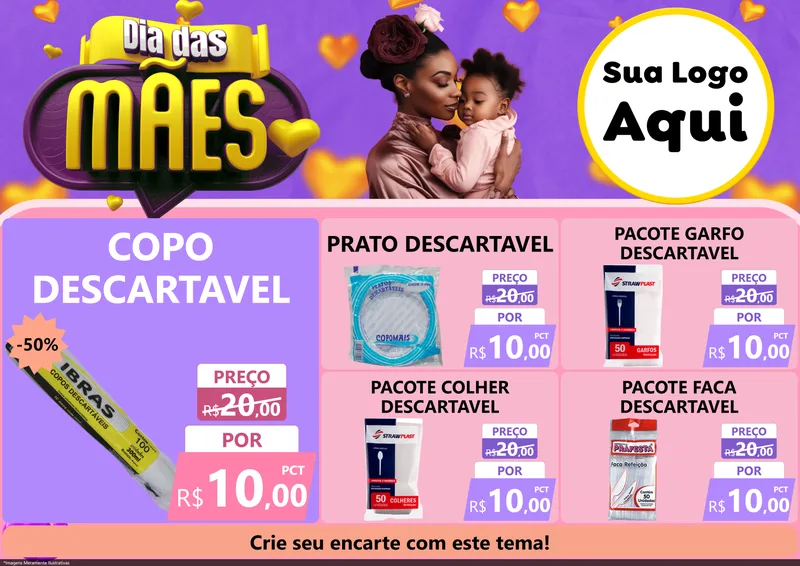 Modelo de Encarte para Encarte A4 Horizontal com o tema Dia das Mães para Embalagens