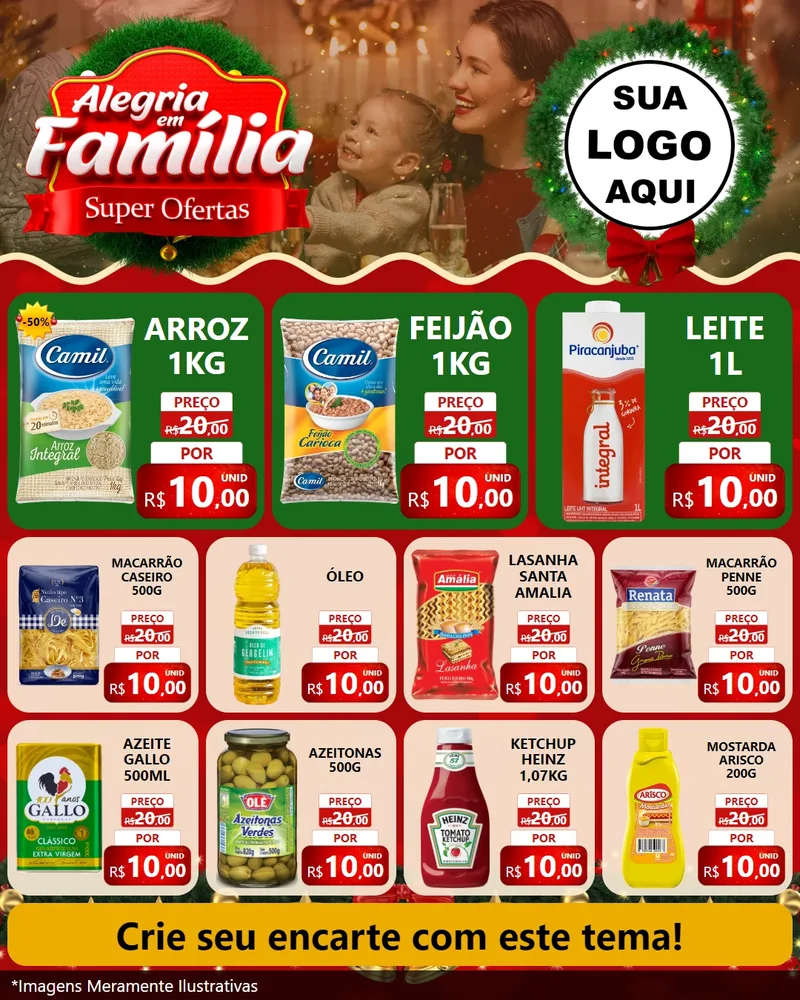 Modelo de Rede Social para Feed Instagram com o tema Alegria Em Família - Super Ofertas para Supermercado