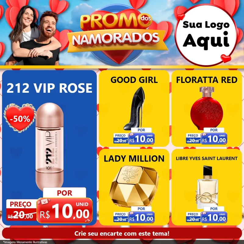 Modelo de Rede Social para Feed Facebook com o tema Promo dos Namorados para Perfumes