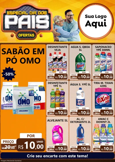 Modelo de Encarte para Encarte A4 Vertical com o tema Especial Dia dos Pais para Produtos de Limpeza