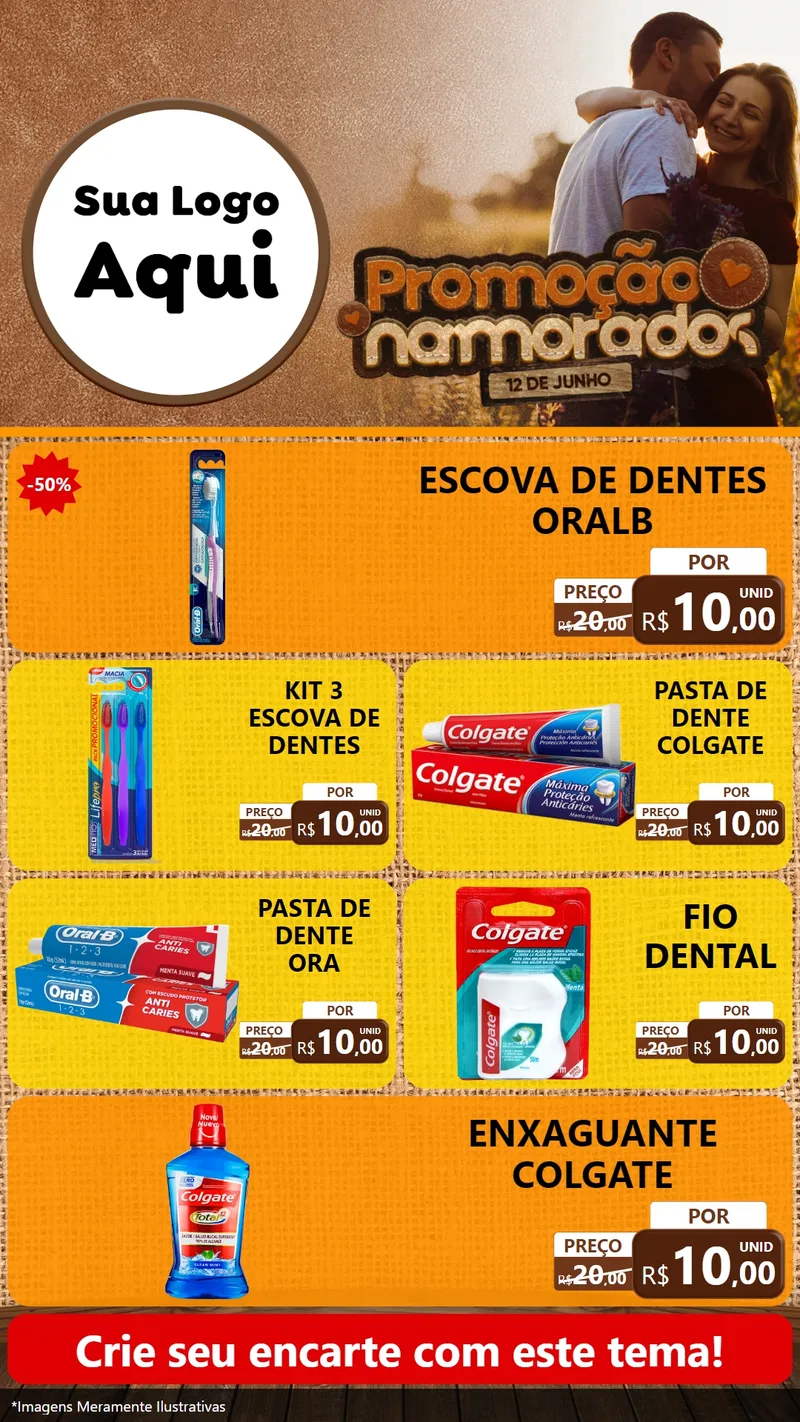 Modelo de TV para TV Vertical com o tema Promoção Namorados para Higiene Pessoal