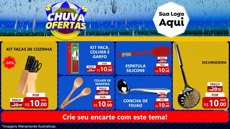 Modelo de TV para TV Horizontal com o tema Chuva de Ofertas para Utilidades Domésticas