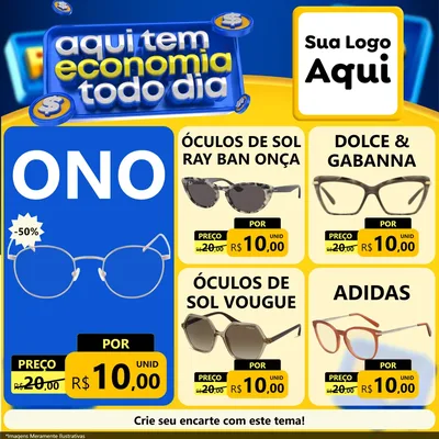 Modelo de Rede Social para Feed Facebook com o tema Aqui Tem Economia Todo Dia para Óticas