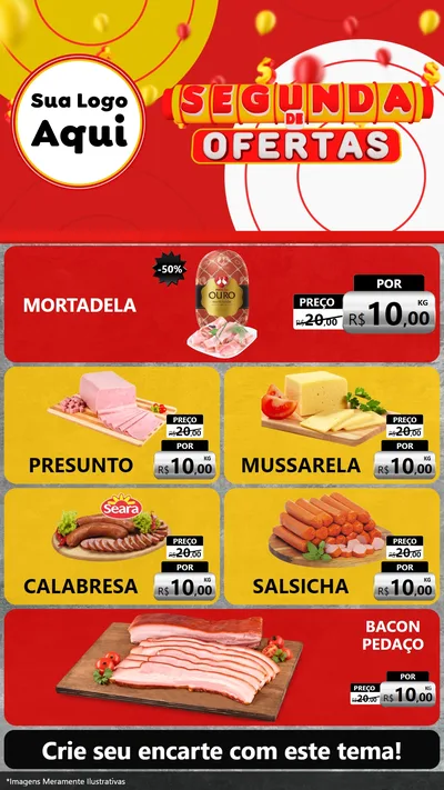 Modelo de TV para TV Vertical com o tema Segunda de Ofertas para Frios e Laticínios
