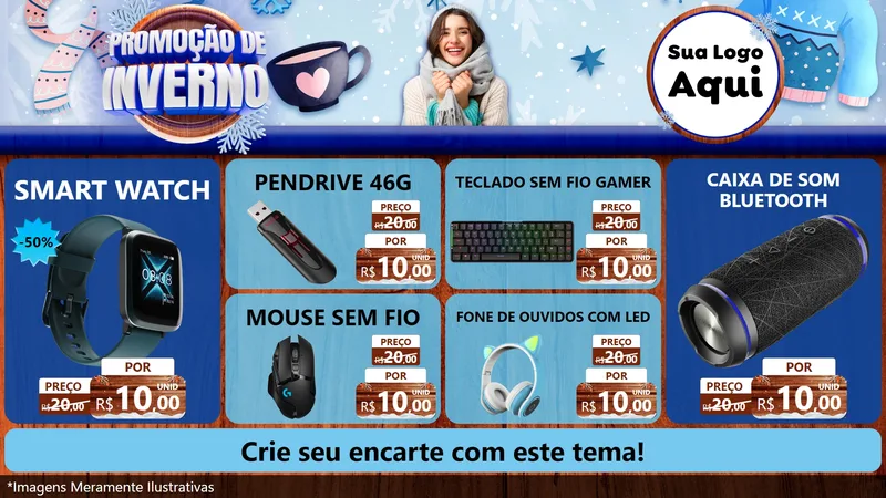 Modelo de TV para TV Horizontal com o tema Promoção de Inverno para Informática