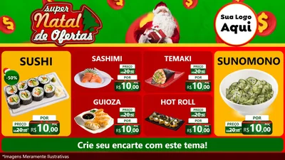 Modelo de TV para TV Horizontal com o tema Super Natal de Ofertas para Comida japonesa
