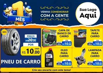 Modelo de Encarte para Encarte A4 Horizontal com o tema Um Mês de Aniversário para Auto peças