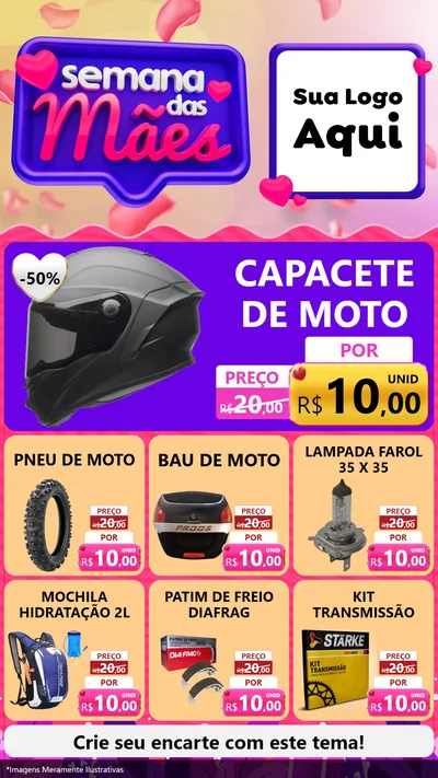 Modelo de Rede Social para Stories com o tema Semana das Mães para Moto peças