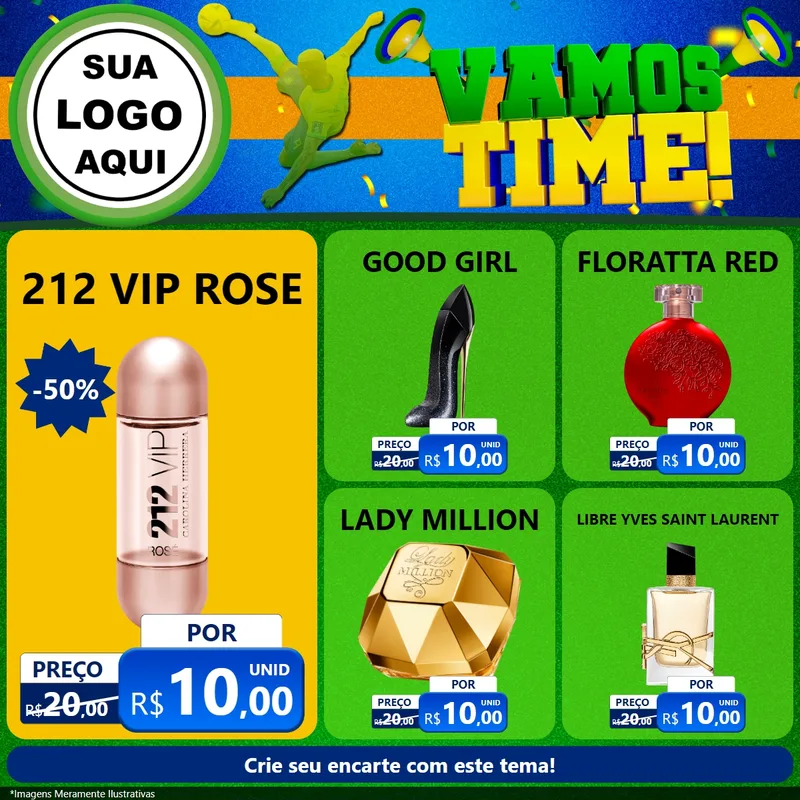 Modelo de Rede Social para Feed Facebook com o tema Vamos Time! para Perfumes