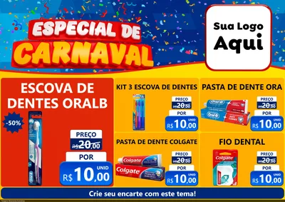Modelo de Encarte para Encarte A4 Horizontal com o tema Especial de Carnaval para Higiene Pessoal