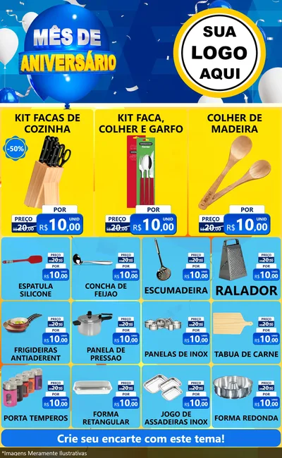Modelo de Encarte para Encarte Grande com o tema Mês de Aniversário para Utilidades Domésticas