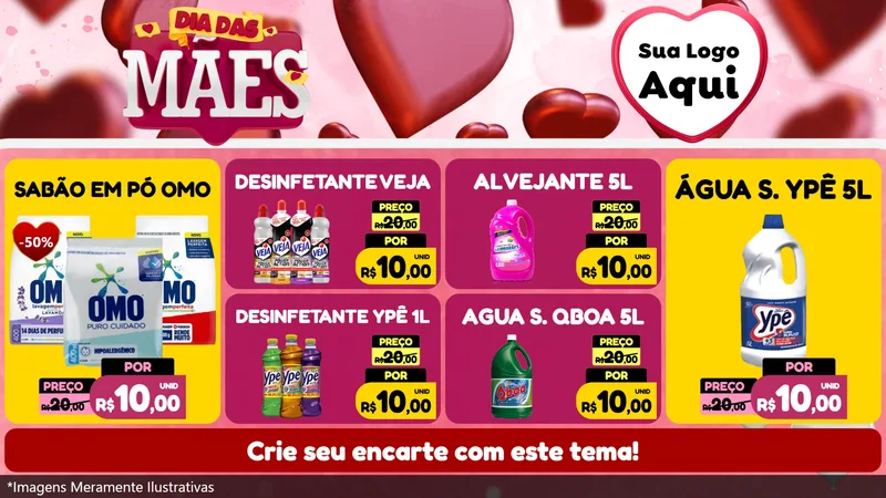 Modelo de TV para TV Horizontal com o tema Dia Das Mães para Produtos de Limpeza