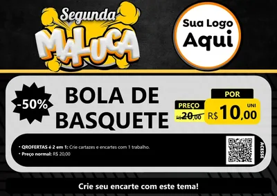 Modelo de Cartaz para Cartaz A4 Horizontal com o tema Segunda Maluca para Artigos Esportivos