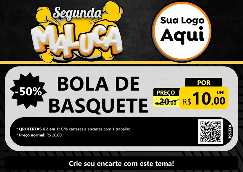 Modelo de Cartaz para Cartaz A4 Horizontal com o tema Segunda Maluca para Artigos Esportivos