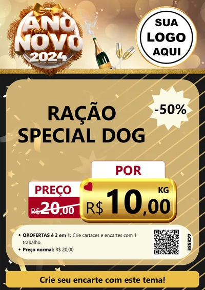 Modelo de Cartaz para Cartaz A4 Vertical com o tema Feliz Ano Novo 2027 para Pet Shop