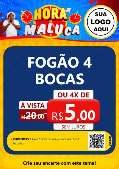Modelo de Cartaz para Cartaz A4 Vertical com o tema Hora Maluca para Móveis e Eletro
