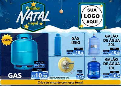 Modelo de Encarte para Encarte A4 Horizontal com o tema O Melhor Natal É Aqui! para Água e gás