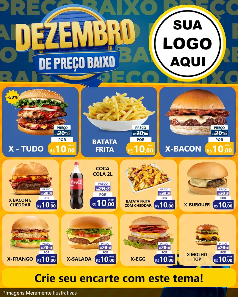 Modelo de Rede Social para Feed Instagram com o tema Dezembro de Preço Baixo para Hamburgueria