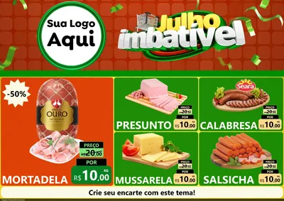 Modelo de Encarte para Encarte A4 Horizontal com o tema Julho Imbatível para Frios e Laticínios