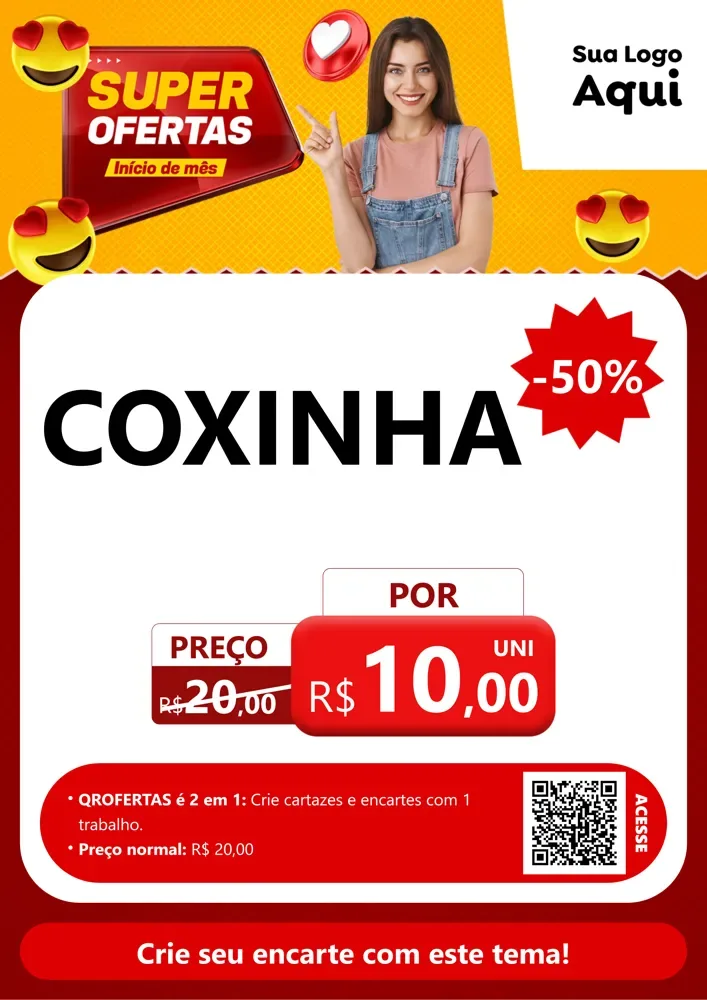 Modelo de Cartaz para Cartaz A4 Vertical com o tema Super Ofertas Inicio De mês para Salgadaria