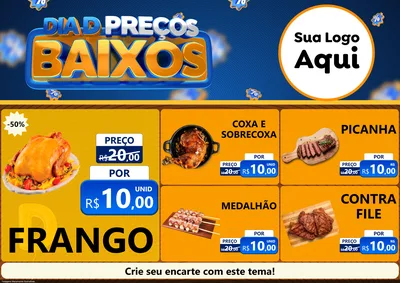 Modelo de Encarte para Encarte A4 Horizontal com o tema Dia D Preço Baixo para Assados