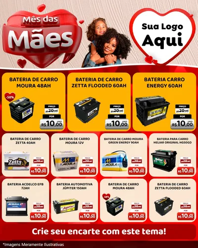 Modelo de Rede Social para Feed Instagram com o tema Mês das Mães para Baterias Elétricas